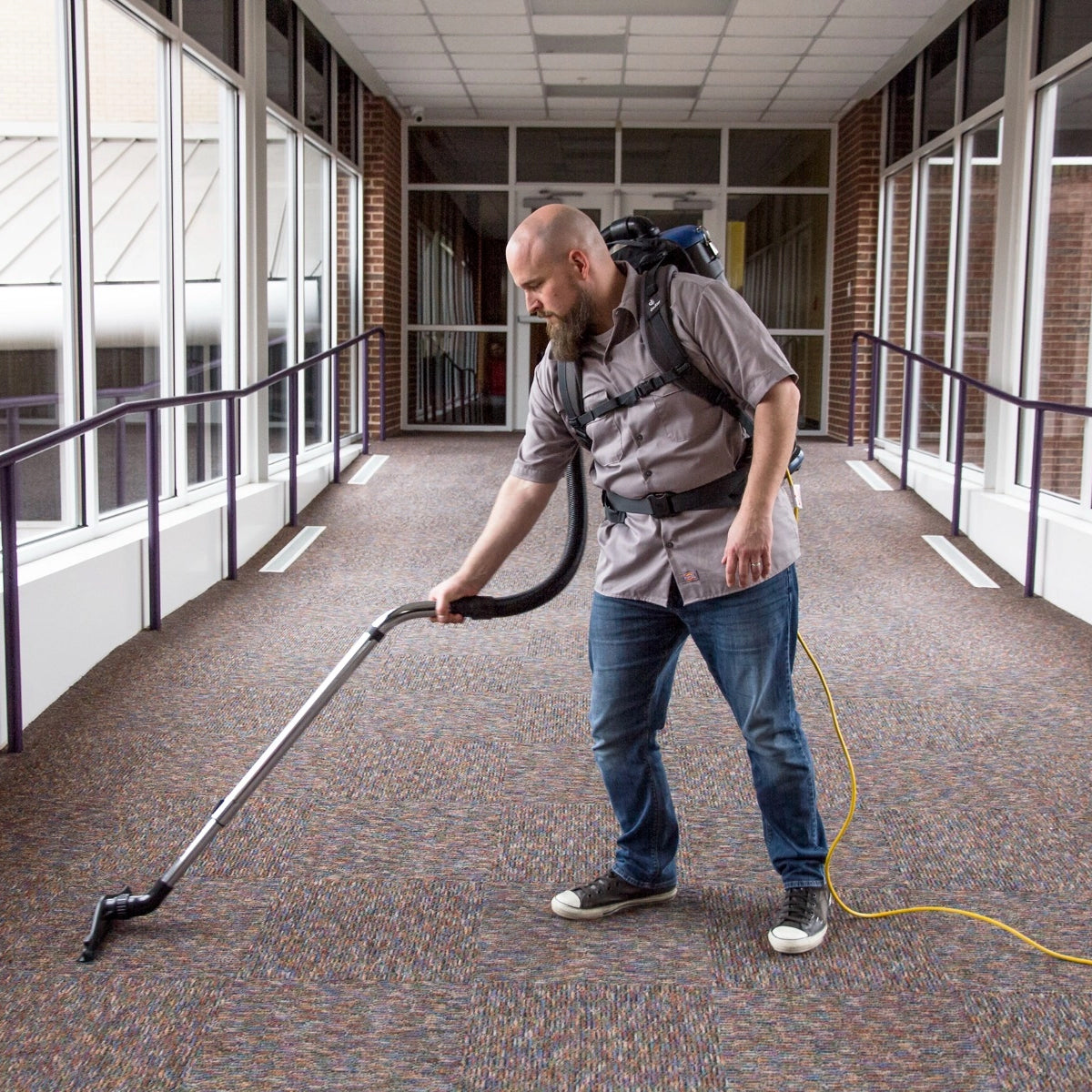 Powr-Flite Comfort Pro Backpack Vacuum 6 Quart - In Use - Floor