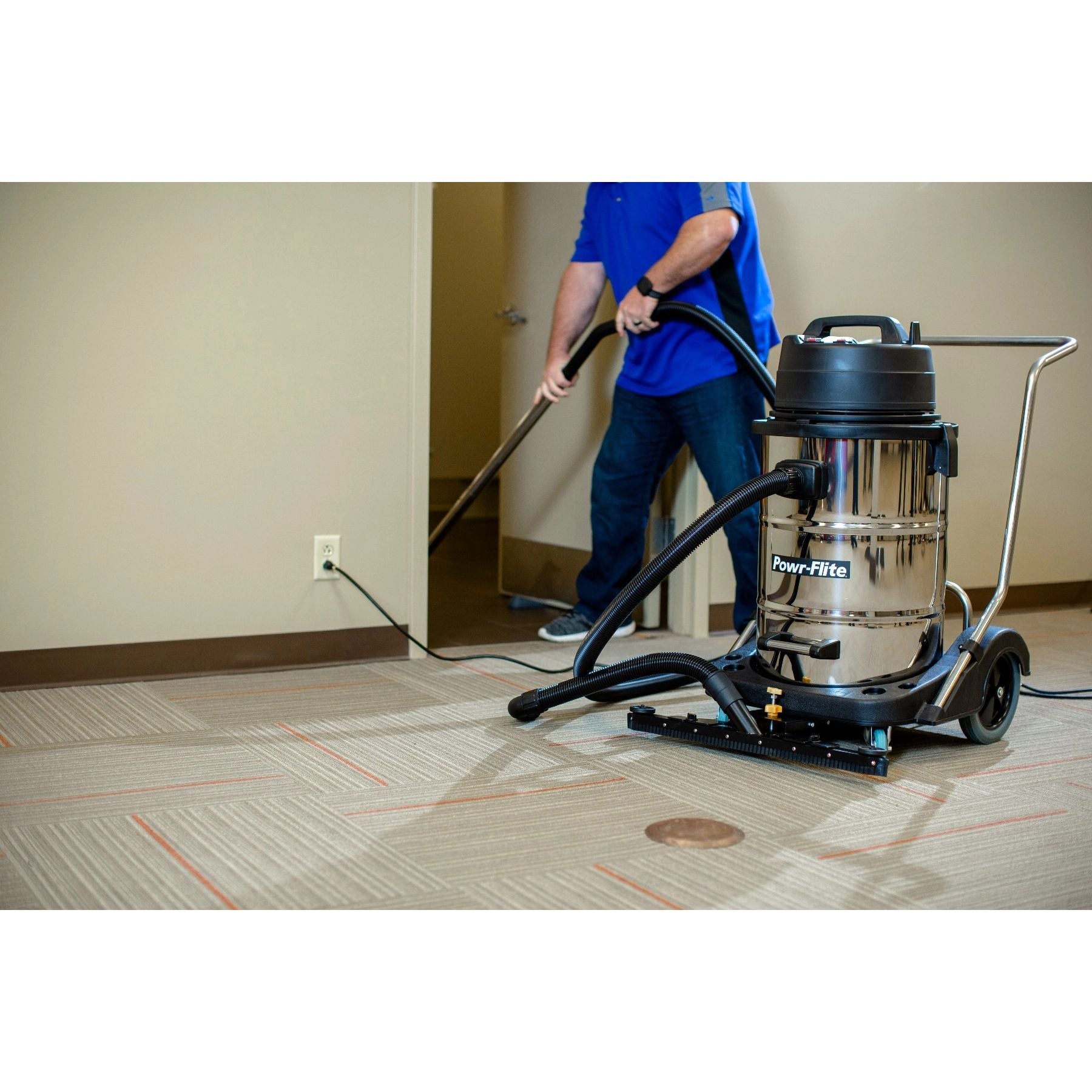 Powr-Flite PF57 Industrial Wet Dry Vacuum-In Use