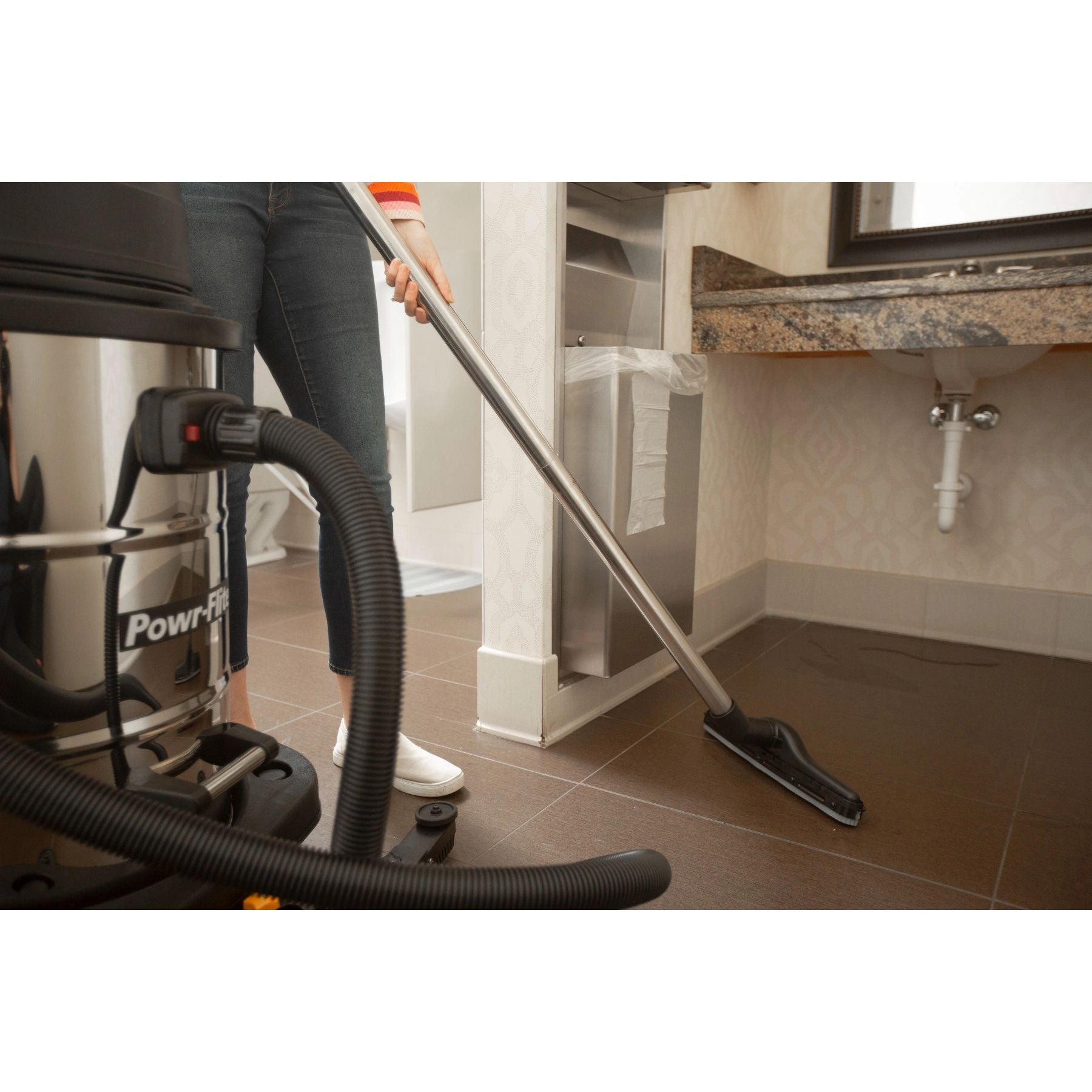 Powr-Flite PF57 Industrial Wet Dry Vacuum-Under the sink
