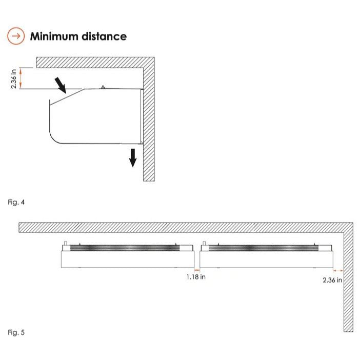 Schwank Select10 60 Air Curtain Ambient 230V Single Phase 1592 CFM_AC-KA60-23_Minimum Distance